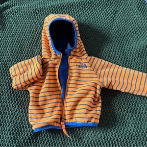 The North Face Orange and Blue Striped Infant Hoodie